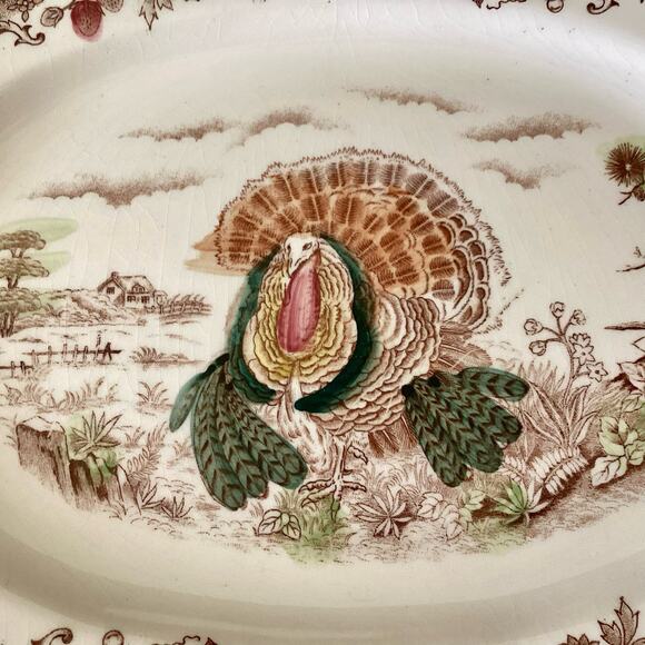 Vintage Fred Roberts Co. Thanksgiving Turkey Platter, Japan EUC - Picture 2 of 4